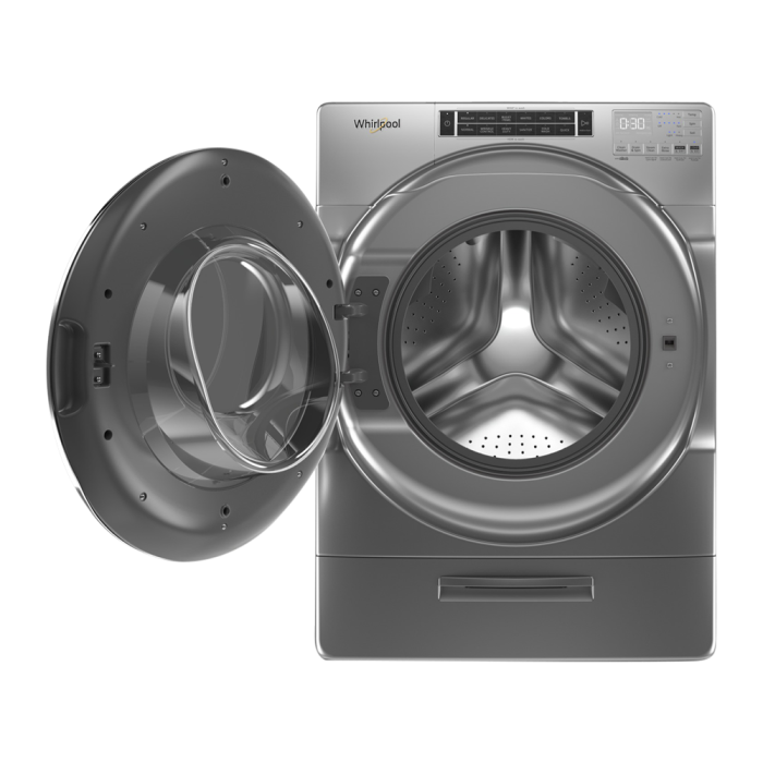 5.8 cu. ft. Front load Washer  Whirlpool WFW8620HC   Capacity  5.8 cubic feet  12 cycles   Stackable   Stainless Steel tub