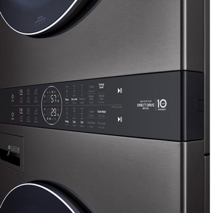 Laundry center 5.2 cu. ft. washer Ventilated and Steam Dryer LG WKEX200HBA Capacity 5.2 cubic feet  12 washing cycles   Ventilated/Steam drying system width 27 inches