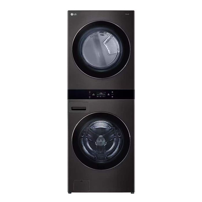 Laundry center 5.8 cu.ft. Washer 7.4 cu.ft. Electric Dryer, Black steel LG WKEX300HBA Capacity 5 cubic feet  12 washing cycles  width 26 inches