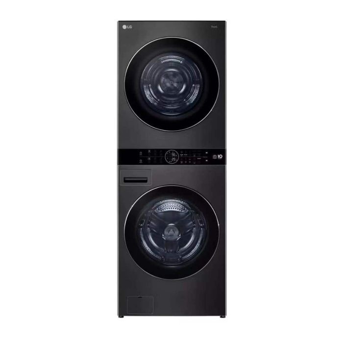 Centre de buanderie laveuse de 5.8 pi³ et sécheuse de 7.8 pi³ Acier noir LG WKHC252HBA Capacité 5.8 pieds cubes  cycle nettoyage 8    système séchage Pompe à chaleur  largeur 27 pouces