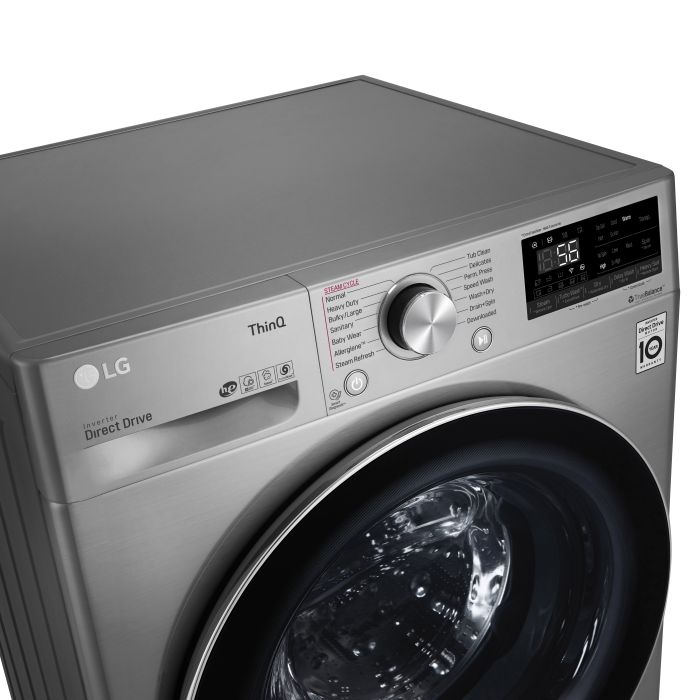 Laveuse LG Chargement frontal WM3555HVA 2.6 pi. cu.   Capacité 2.6 pieds cubes  14 cycles   Autoportant   cuve Acier Inoxydable