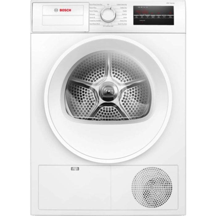 Sécheuse Bosch WPA12100UC 4 pi. cu.   Capacité  4 pieds cubes  Cycles 15   Superposable   Système de séchage Condensation