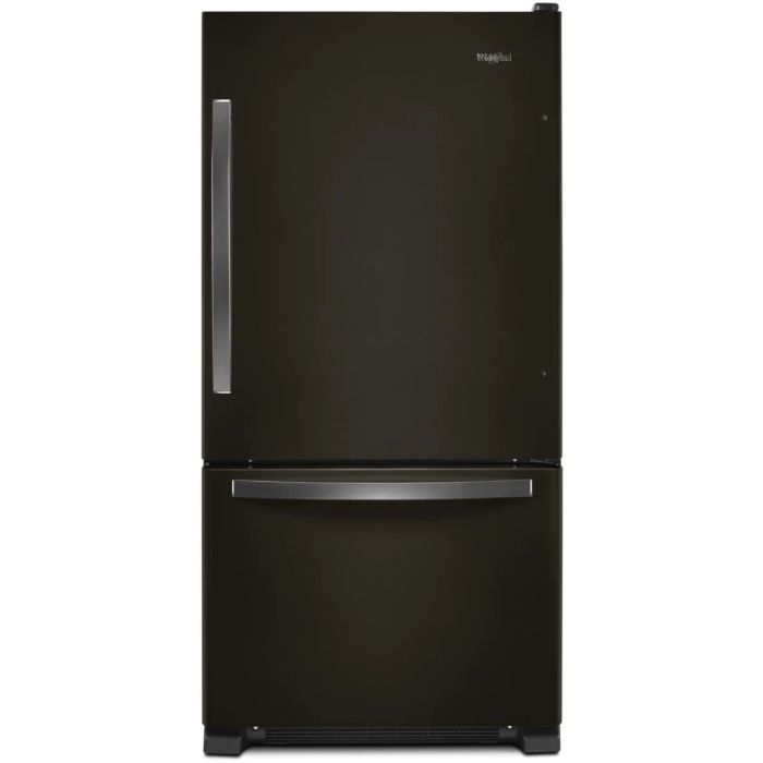 Refrigérateur Whirlpool WRB322DMHV Inox Noir Congélateur en bas / tiroir largeur 33 pouces Capacité 22.1 pieds cubes