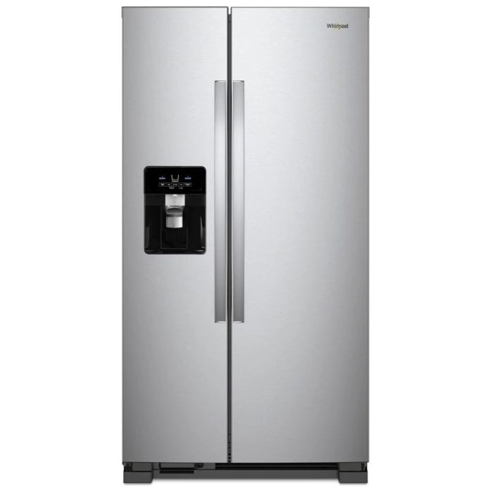 Refrigérateur Whirlpool WRS335SDHM Inox Monochromatique Côte à côte largeur 36 pouces Capacité 24.54 pieds cubes