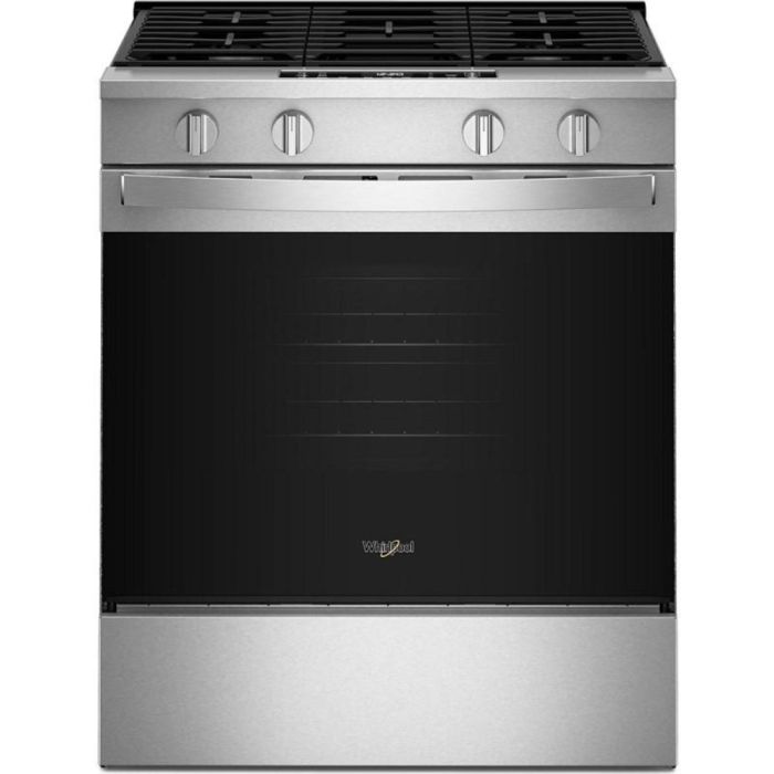 Cuisinière 30 Po. Gaz Whirlpool WSGS3530SS  Inox 4 bruleurs       largeur 30 pouces