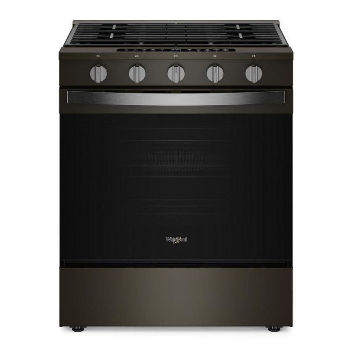 Cuisinière 30 Po. Whirlpool WSGS7530RV  Inox Noir 5 bruleurs     Capacité 5 pieds cubes 16500 BTU Watts  largeur 30 pouces