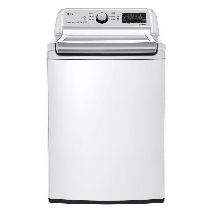 Laveuse LG Chargement vertical WT7300CW 5.8 pi. cu.   Capacité 5.8 pieds cubes  8 cycles   Autoportant   cuve Acier Inoxydable