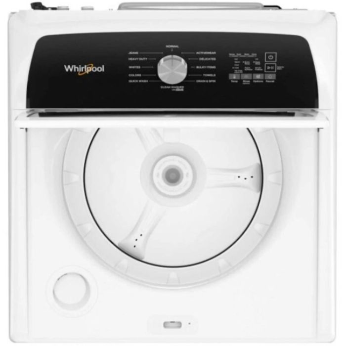 Laveuse Whirlpool Chargement vertical WTW5025SW 4.5 pi. cu.   Capacité 4.5 pieds cubes  12 cycles   Autoportant   cuve Acier Inoxydable