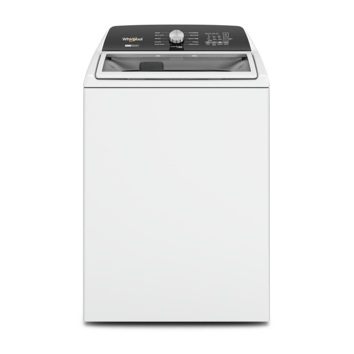 Laveuse Whirlpool Chargement vertical WTW5057LW 5.5 pi. cu.   Capacité 5.5 pieds cubes  5 cycles   Autoportant   cuve Acier Inoxydable