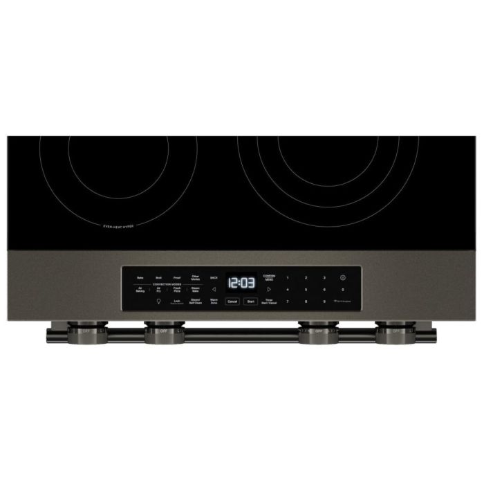Cuisinière 30 Po. Vitrocéramique KitchenAid YKSES530SBE  Inox Noir 5 bruleurs     Capacité 5.3 pieds cubes 2400 Watts  largeur 30 pouces