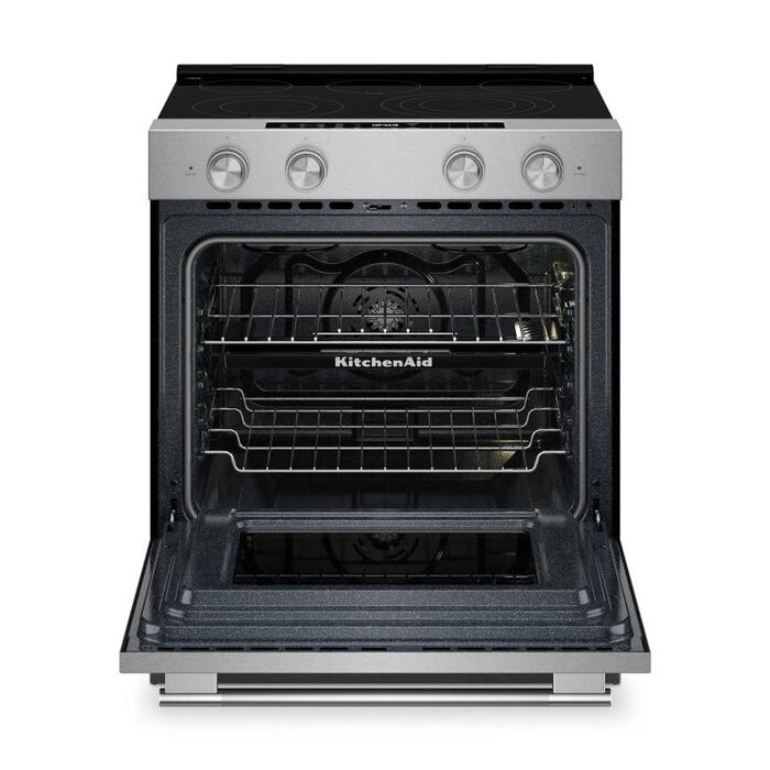 30 In. Range KitchenAid YKSES530SPS  Stainless  5 Burners     Capacity 5.3 cubic feet  3400W Watts  Width 30 inches