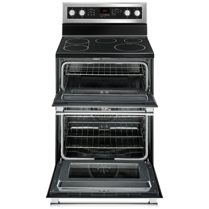 30 In. Ceramic Glass Range Maytag YMET8800FZ  Stainless  5 Burners     Capacity 2.5 cubic feet   Width 30 inches
