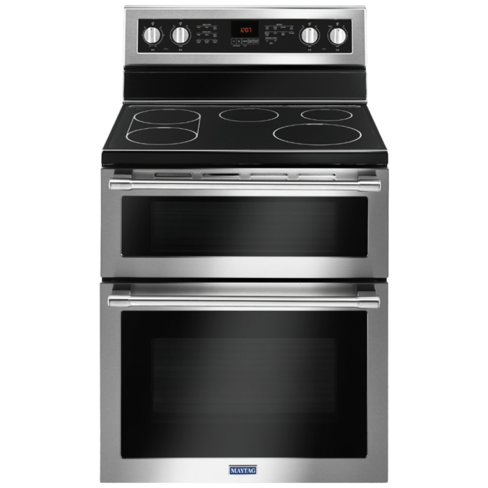 Cuisinière 30 Po. Vitrocéramique Maytag YMET8800FZ  Inox 5 bruleurs     Capacité 2.5 pieds cubes   largeur 30 pouces