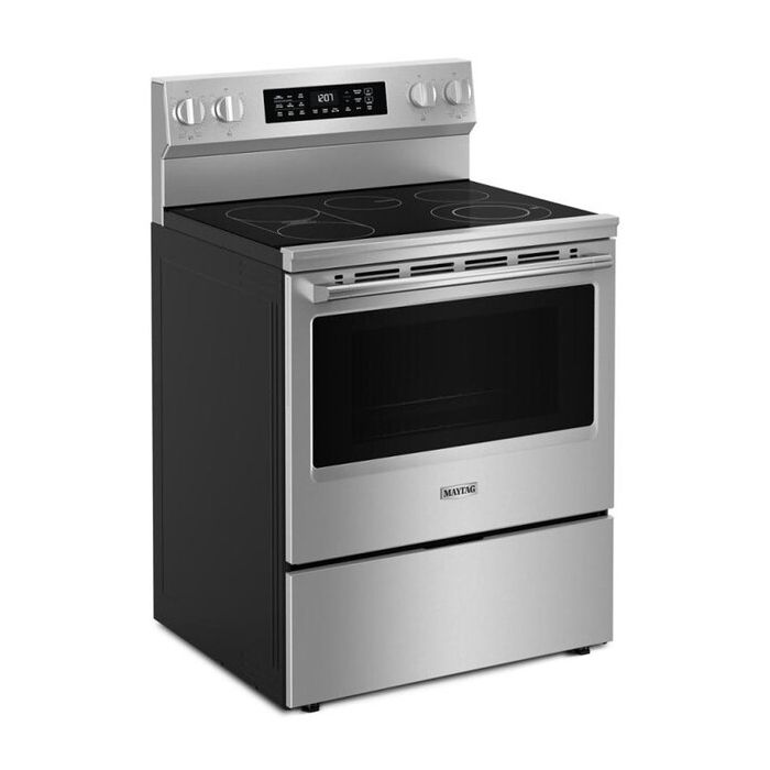 Cuisinière 30 Po. Plaque chauffante Maytag YMFES7030SZ  Bleu 5 bruleurs     Capacité 5.3 pieds cubes 2400 Watts  largeur 30 pouces