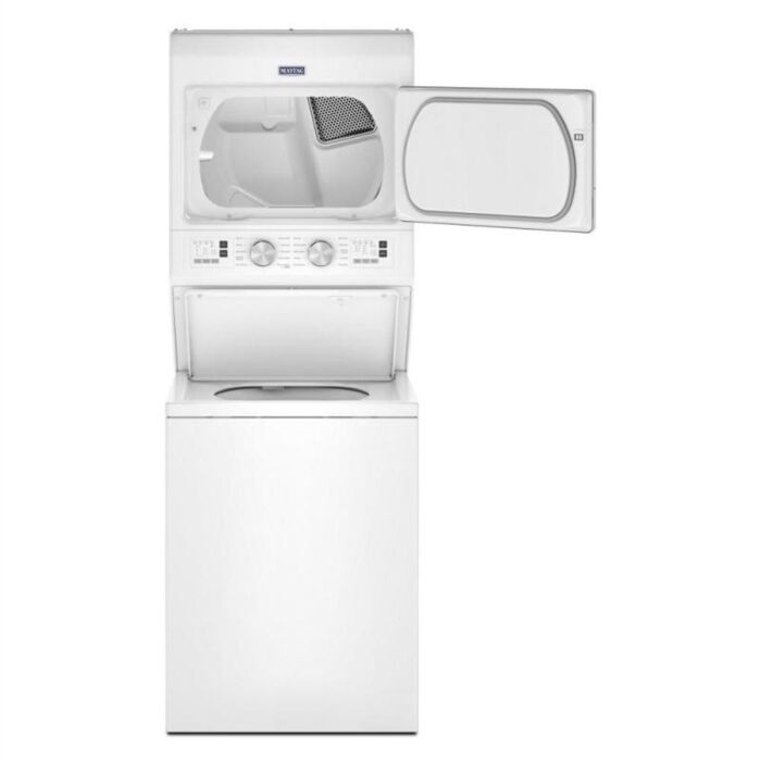 27" White Laundry Center Maytag YMTTE4235TW Capacity 4.6 cubic feet  Washer - 10 / Dryer - 10 washing cycles   Heat ventilated drying system width 28 inches