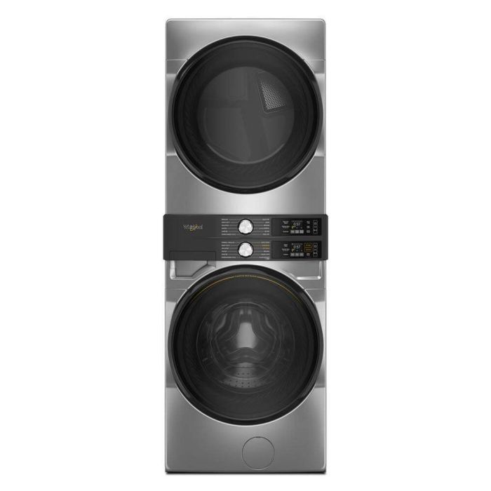 27 Inch Silver Laundry Center Whirlpool YWEF5727TR Capacity 4.5 cubic feet  Washer - 12 / Dryer - 12 washing cycles   Ventilated drying system width 27 inches
