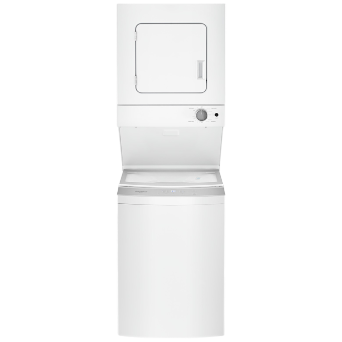 Centre de buanderie Whirlpool, laveuse de 1.6 pi. cu., séchage ventilé avec chaleur YWET4024HW Capacité 1.6 pieds cubes  cycle nettoyage 6    système séchage Ventilé avec chaleur  largeur 24 pouces