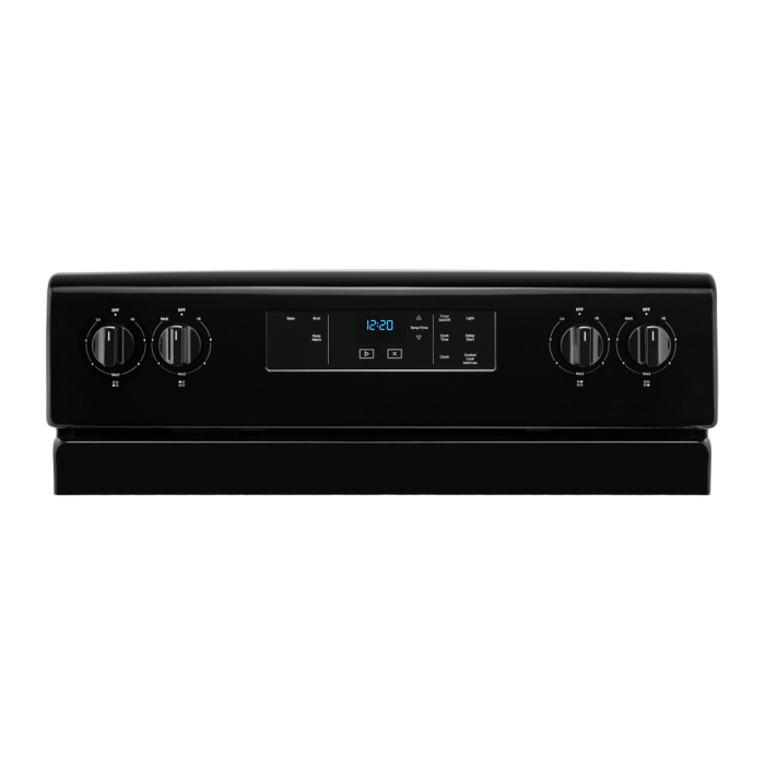 30 In. Coil Range Whirlpool YWFC150M0JB  Black  4 Burners     Capacity 4.8 cubic feet  2400 Watts  Width 30 inches