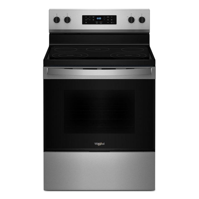 Cuisinière 30 Po. Vitrocéramique Whirlpool YWFES3330RZ  Inox 5 bruleurs     Capacité 5.3 pieds cubes 2400W Watts  largeur 30 pouces