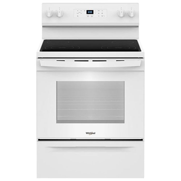 Cuisinière 30 Po. Vitrocéramique Whirlpool YWFES3530RW  Blanc 4 bruleurs     Capacité 5.3 pieds cubes 2400W Watts  largeur 30 pouces