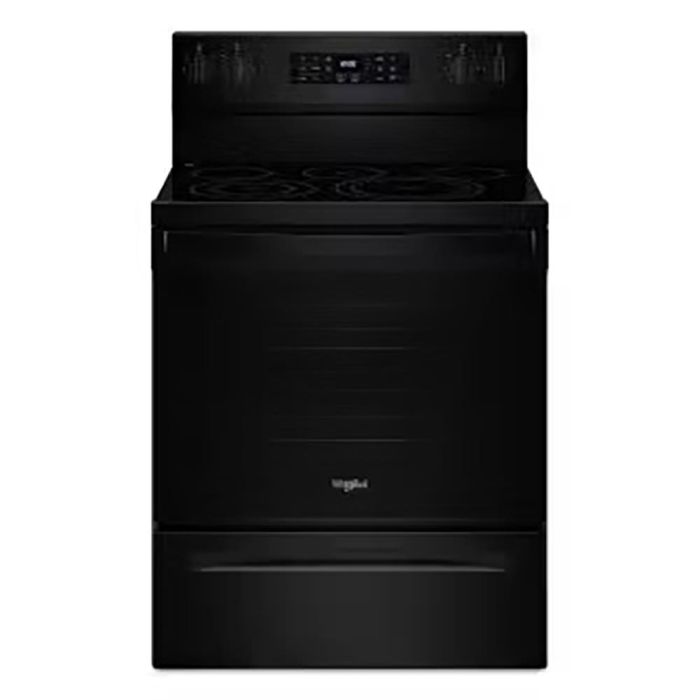30 In. Ceramic Glass Range Whirlpool YWFES5030RB  Black  5 Burners     Capacity 5.3 cubic feet  2400W Watts  Width 30 inches