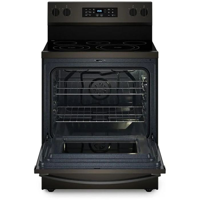 Cuisinière 30 Po. Vitrocéramique Whirlpool YWFES5030RV  Inox Noir 5 bruleurs     Capacité 5.3 pieds cubes 2400W Watts  largeur 30 pouces
