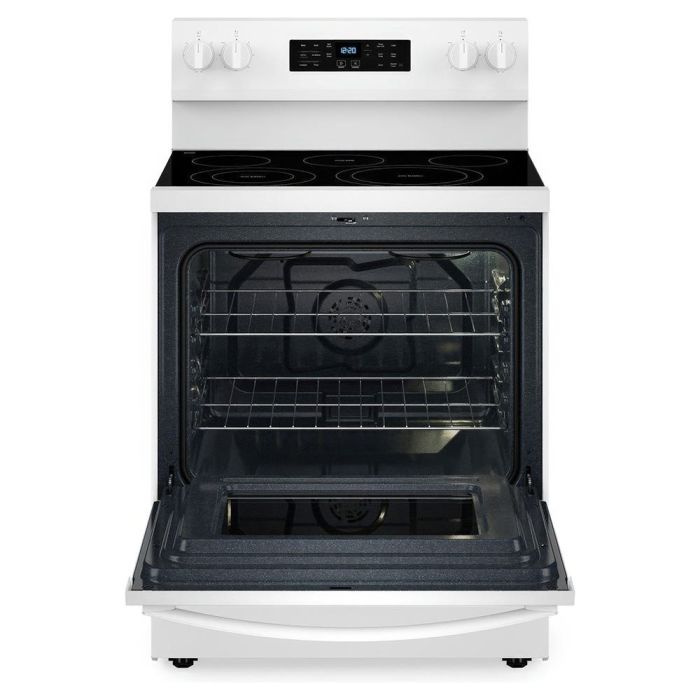 Cuisinière 30 Po. Vitrocéramique Whirlpool YWFES5030RW  Blanc 5 bruleurs     Capacité 5.3 pieds cubes 2400W Watts  largeur 30 pouces