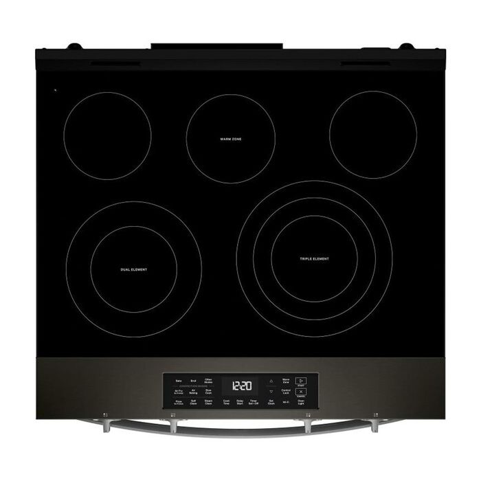 30 In. Ceramic Glass Range Whirlpool YWSES5030SV  Black Stainless   5 Burners     Capacity 5.3 cubic feet  2400W Watts  Width 30 inches