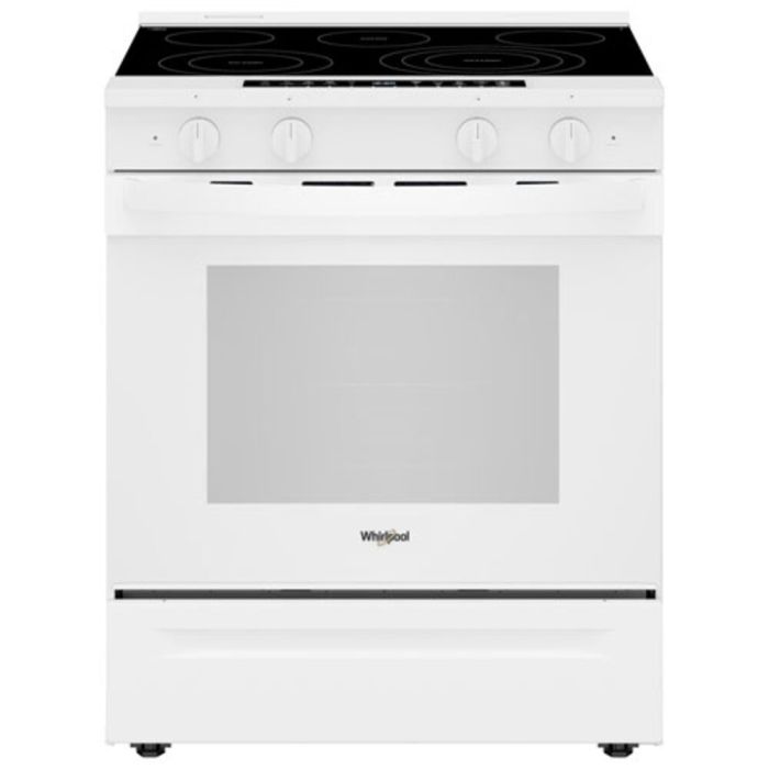 Cuisinière 30 Po. Vitrocéramique Whirlpool YWSES7530RW  Blanc 5 bruleurs     Capacité 5.3 pieds cubes 2,400 Watts  largeur 30 pouces