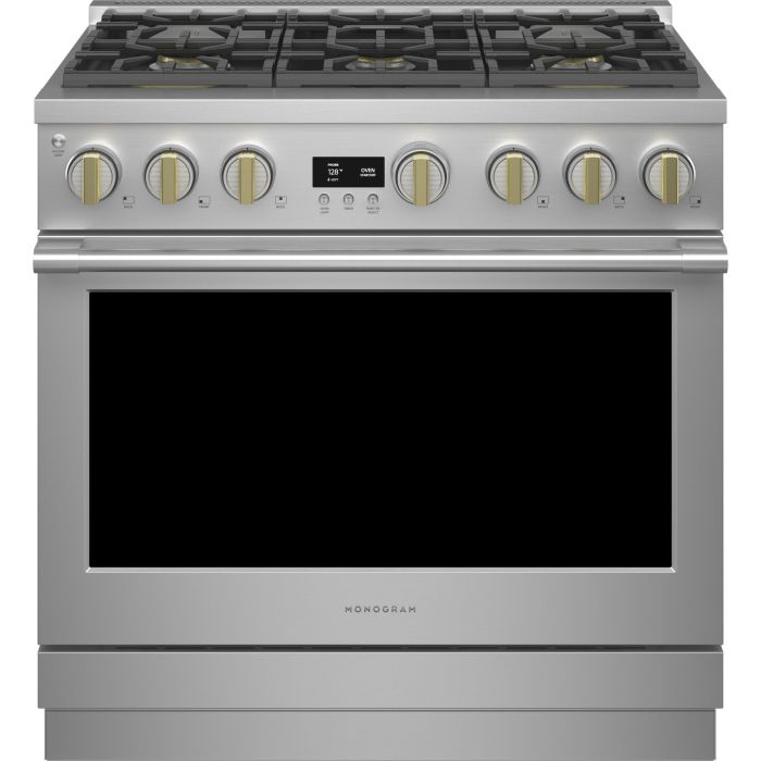 Cuisinière 36 Po. Gaz Monogram ZDP366NTSS  Inox 6 bruleurs     Capacité 5.75 pieds cubes   largeur 36 pouces