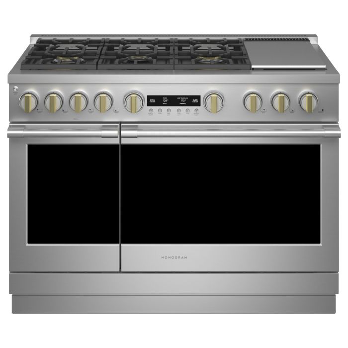 Cuisinière 48 Po. Gaz Monogram ZDP486NDTSS  Inox 6 bruleurs       largeur 48 pouces