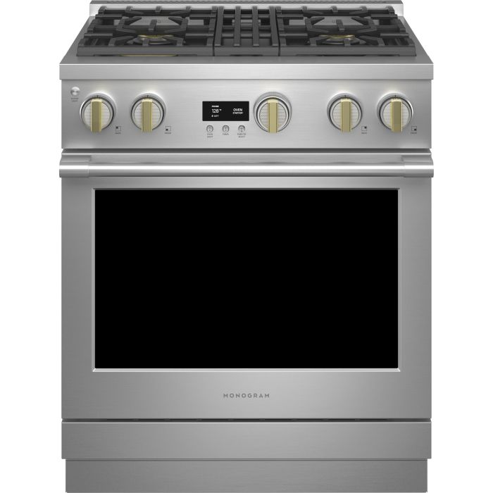 30 In. Gas Range Monogram ZGP304NTSS  Stainless  4 Burners       Width 30 inches