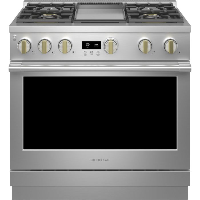 Cuisinière 36 Po. Gaz Monogram ZGP364NDTSS  Inox 4 bruleurs       largeur 36 pouces