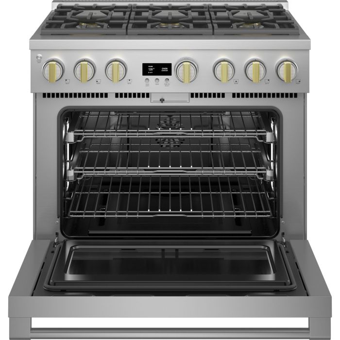 36 In. Gas Range Monogram ZGP366NTSS  Stainless  6 Burners       Width 36 inches