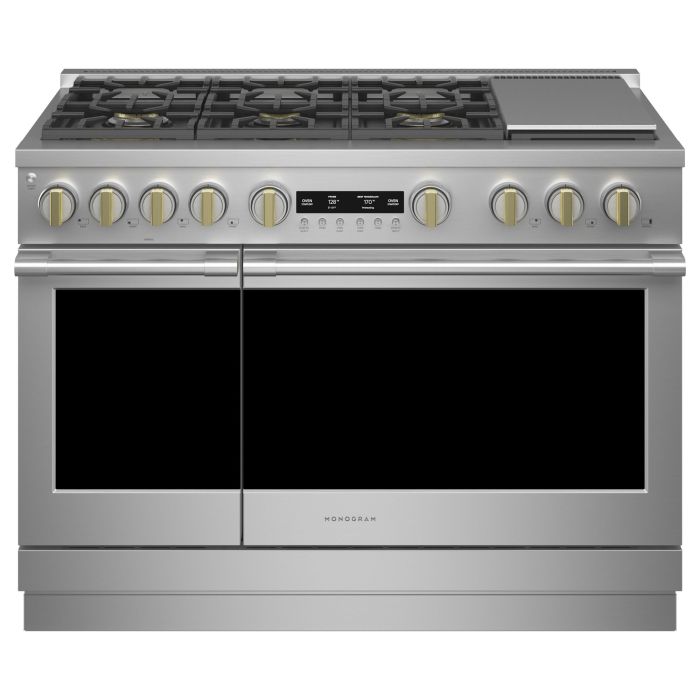 48 In. Gas Range Monogram ZGP486NDTSS  Stainless  6 Burners       Width 48 inches