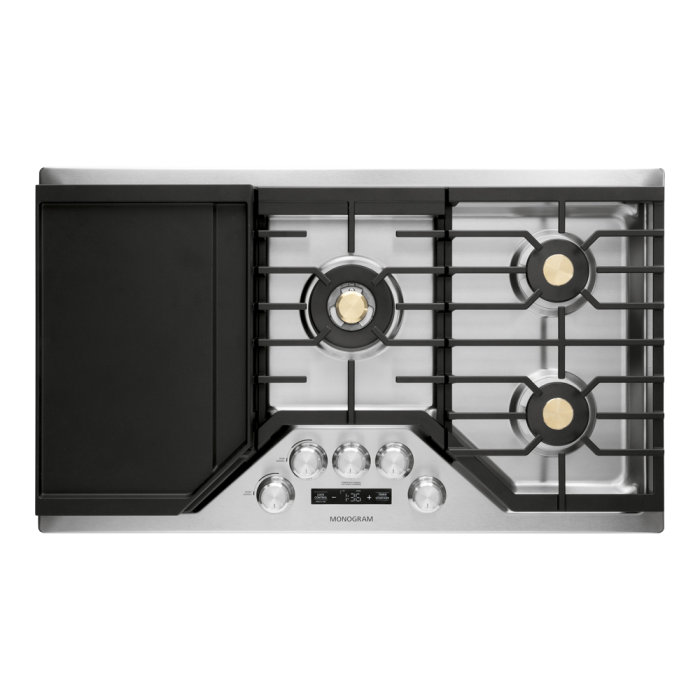Cooktop Monogram ZGU36ESLSS Gas 5 elements presented by Corbeil