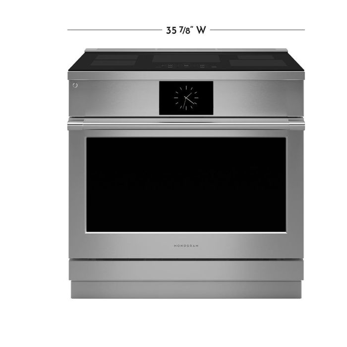 36 In. Induction Range Monogram ZHP365ETVSS  Stainless  5 Burners     Capacity 5.75 cubic feet  2700W Watts  Width 36 inches