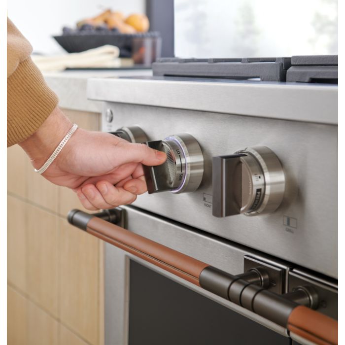 Range Handle Kit Monogram ZXPR36HKTT1 in Titanium showcased by Corbeil Appliances