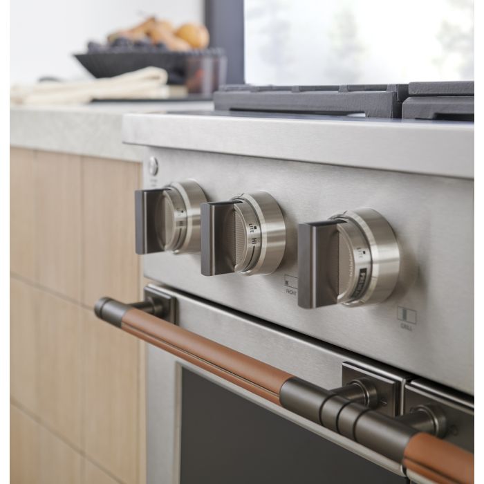 Range Handle Kit Monogram ZXPR48HLTT1 in Titanium showcased by Corbeil Appliances