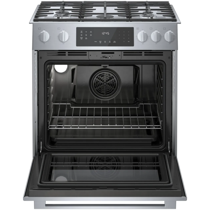 Cuisinière 32 Po. Gaz Bosch HGI8056UC  Inox 5 bruleurs     Capacité 4.8 pieds cubes 18,000 BTU Watts  largeur 32 pouces
