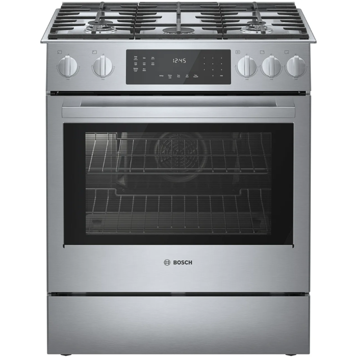 32 In. Gas Range Bosch HGI8056UC  Stainless  5 Burners     Capacity 4.8 cubic feet  18,000 BTU Watts  Width 32 inches