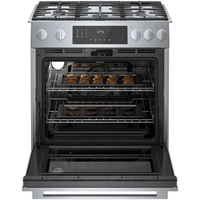 Cuisinière 32 Po. Gaz Bosch HGIP056UC  Inox 5 bruleurs     Capacité 4.8 pieds cubes 18,000 BTU Watts  largeur 32 pouces