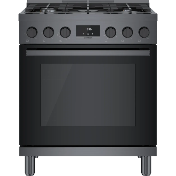 Cuisinière 30 Po. Gaz Bosch HGS8045UC  Inox Noir 5 bruleurs     Capacité 3.6 pieds cubes 3.6 Watts  largeur 30 pouces