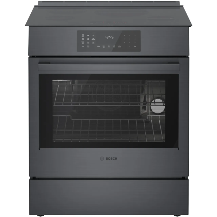 Cuisinière 31 Po. Induction Bosch HII8047C  Inox 4 bruleurs     Capacité 4.6 pieds cubes 4.6 Watts  largeur 31 pouces