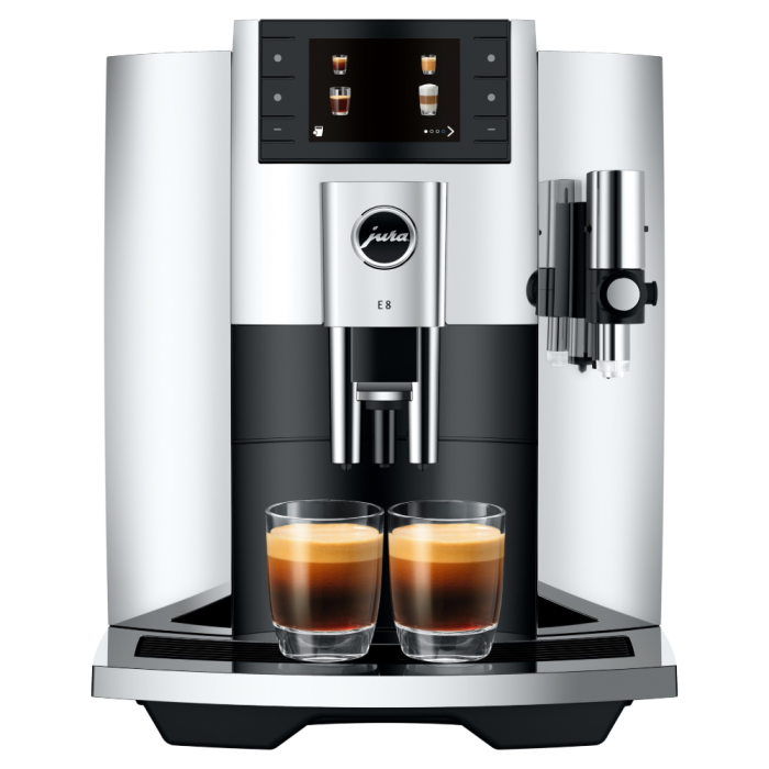 On counter Espresso machine Jura  E8 JU15646  Coffee Bean Capacity (oz) 9.9 oz. / 280 g  Tank Capacity (Gal):64 oz / 1.9 l Installation type On counter