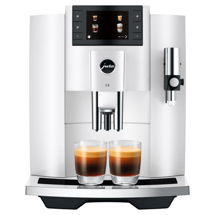 On counter Espresso machine Jura E8 JU15683  Coffee Bean Capacity (oz) 9.9 oz. / 280 g  Tank Capacity (Gal):64 oz / 1.9 l Installation type On counter