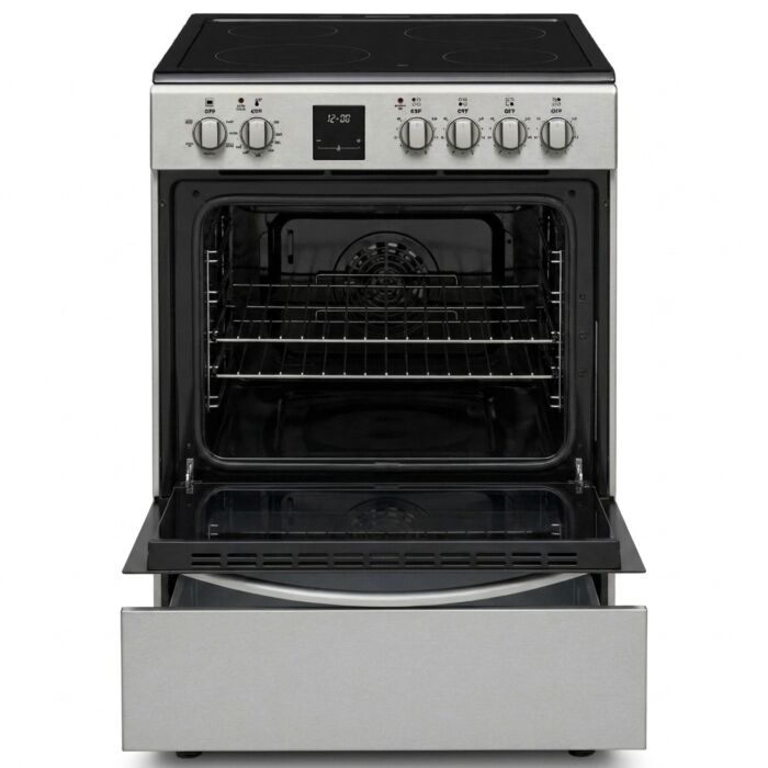 24 In. Ceramic Glass Range AVIVA ACRE24CSB  Stainless  4 Burners     Capacity 2.44 cubic feet  2300 Watts  Width 24 inches