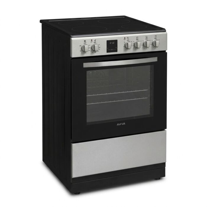 Cuisinière 24 Po. Vitrocéramique AVIVA ACRE24CSB  Inox 4 bruleurs     Capacité 2.44 pieds cubes 2300 Watts  largeur 24 pouces