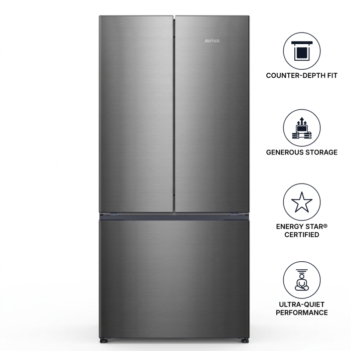 Refrigerator AVIVA ARBM180FSE Stainless  Capacity 18 cubic feet French Door   width 33 inches