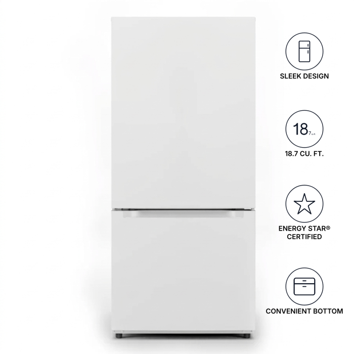 Refrigerator AVIVA ARBM188WE4 White  Capacity 18.7 cubic feet Bottom Freezer / Drawer   width 30 inches